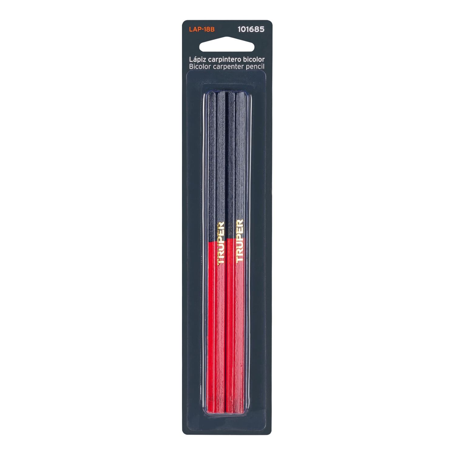 Bl&iacute;ster Con 2 L&aacute;pices 18 Cm Bicolor Gruesos Para Carpintero image number 0.0