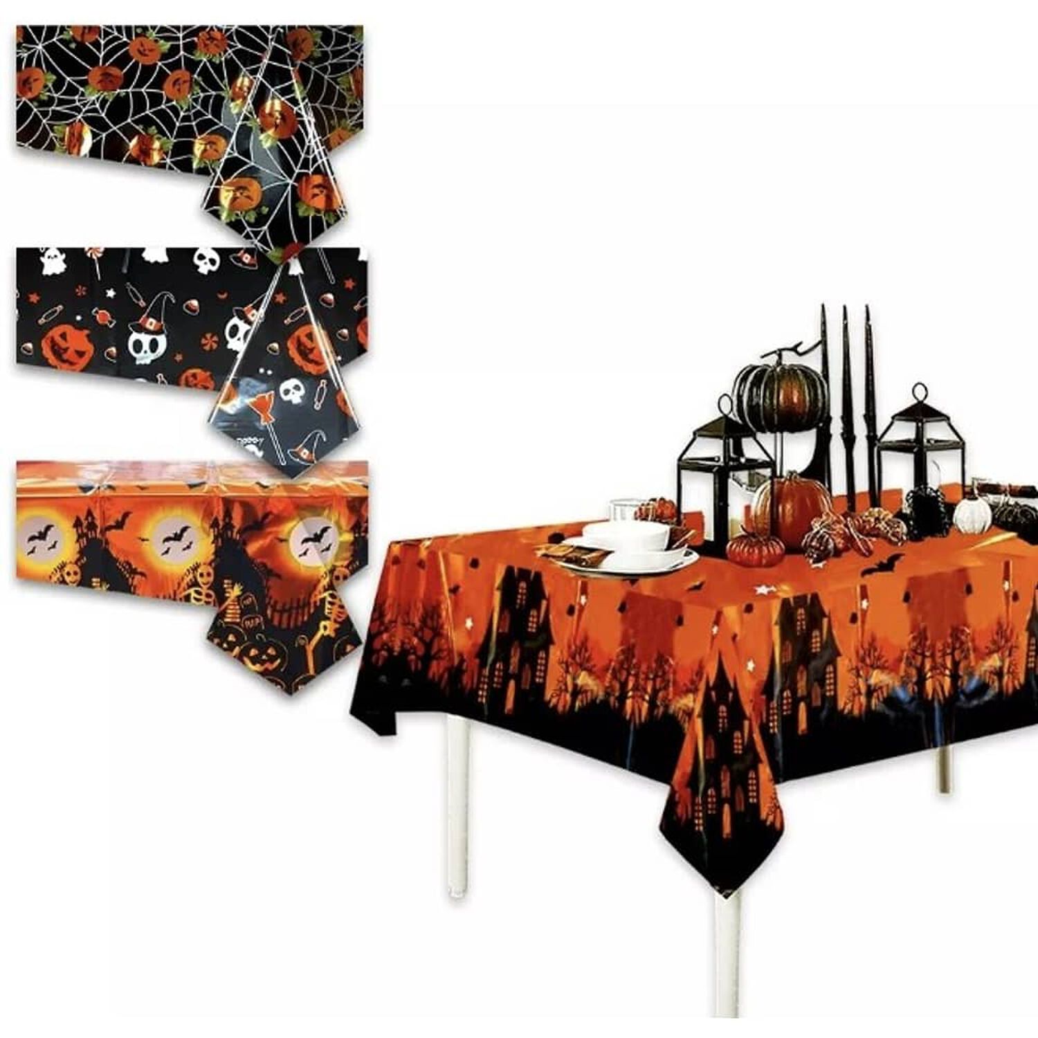 Mantel De Halloween Decoraci&oacute;n Rectangular 140x180 Cm. Fantasmas image number 0.0
