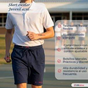 Pack 2 Pantal&oacute;n Corto Short Escolar Juvenil Algod&oacute;n Deportivo Azul Marino