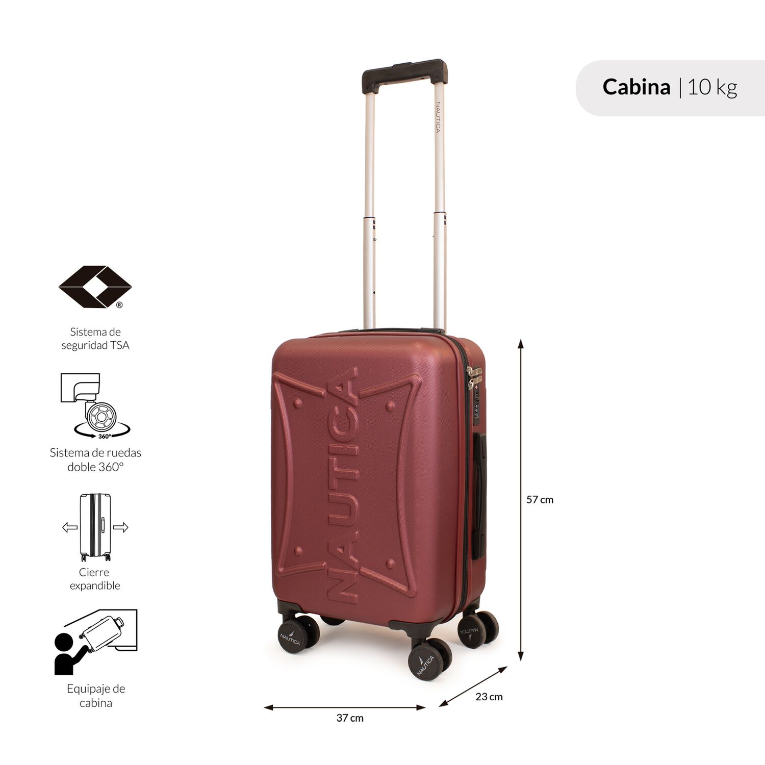 Maleta De Cabina Nautica Crown S 10kg Burdeo image number 6.0