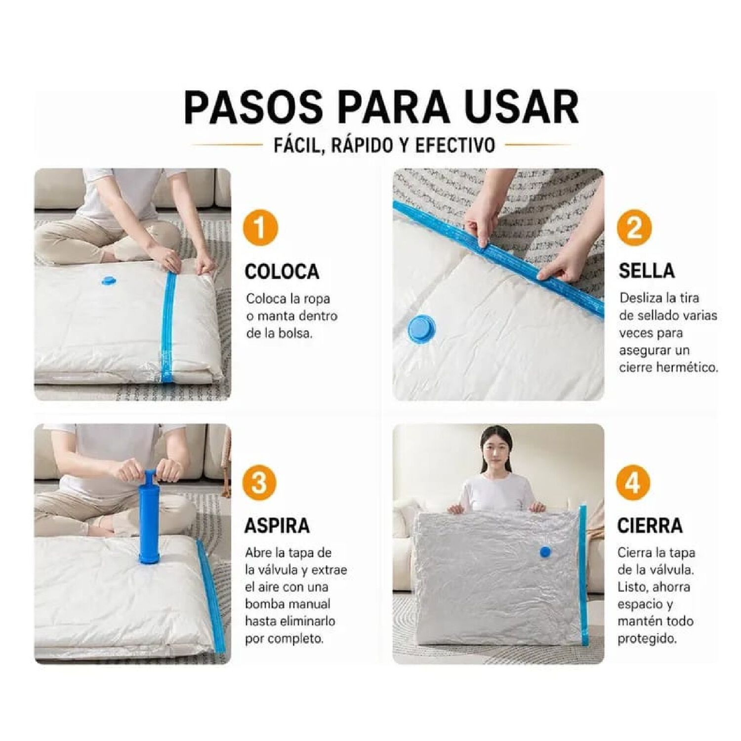 Pack De 5 Bolsas De Almacenamiento Al Vac&iacute;o Con Bomba Manual . image number 2.0