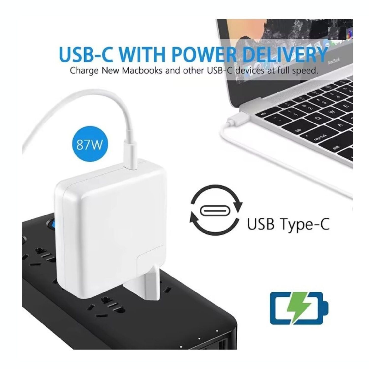 Cargador Compatible Macbook 87w Tipo Usb-c Blanco image number 3.0