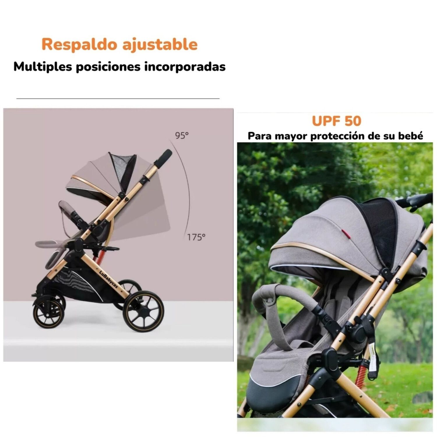 Coche De Paseo Reversible Con Cubre Pies B1 Gris Lubabycas image number 7.0