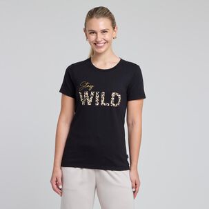 Polera Deportiva Estampada Manga Corta Cuello Redondo Mujer Wetland