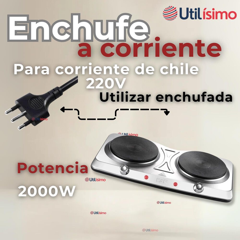 Cocina El&eacute;ctrica Port&aacute;til 2 Platos 2000w De Potencia Acero Inoxidable image number 9.0