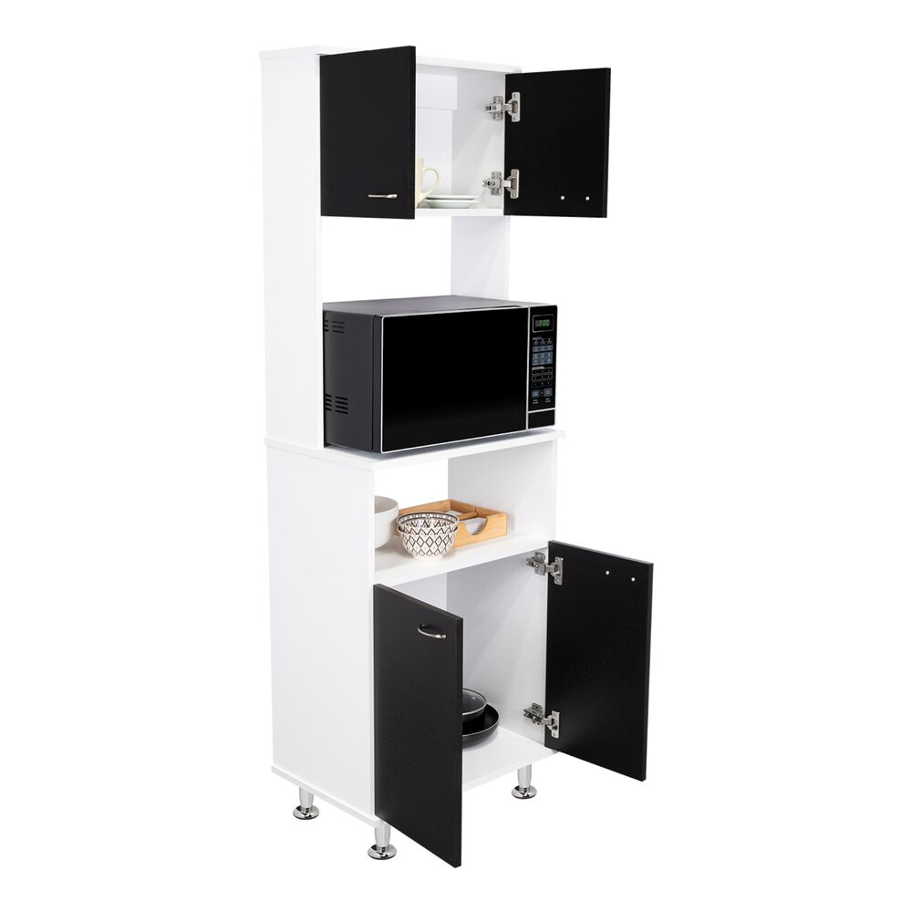 Mueble Microonad 4 Puertas Fm-011b Blanco Y Negro image number 1.0
