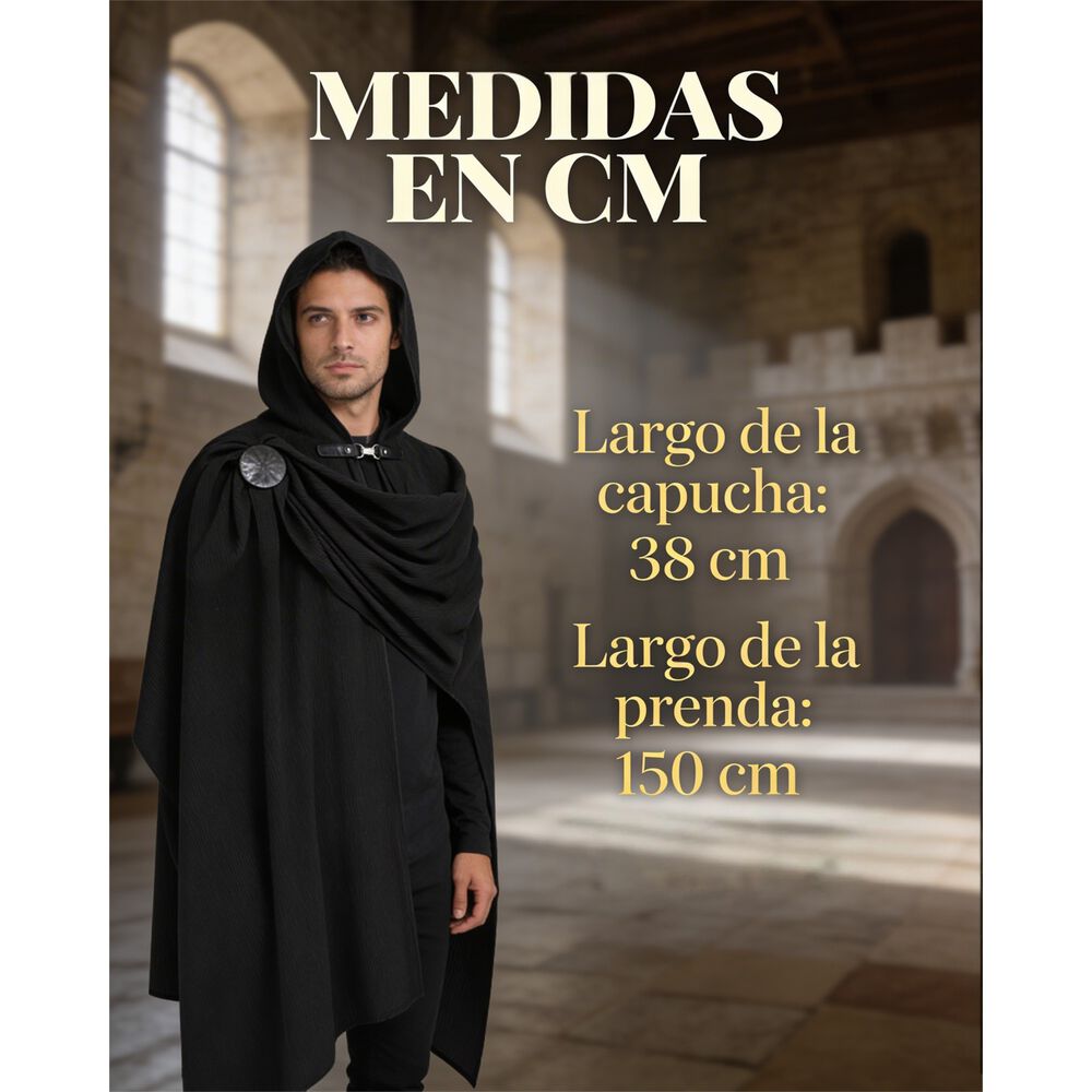 Disfraz Tunica Capa Con Capucha Medieval Con Broche Para Cosplay Halloween Y Teatro Unisex image number 27.0