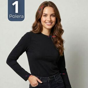 Camiseta Polera Bamb&uacute; Primera Capa Negro Manga Larga Mujer