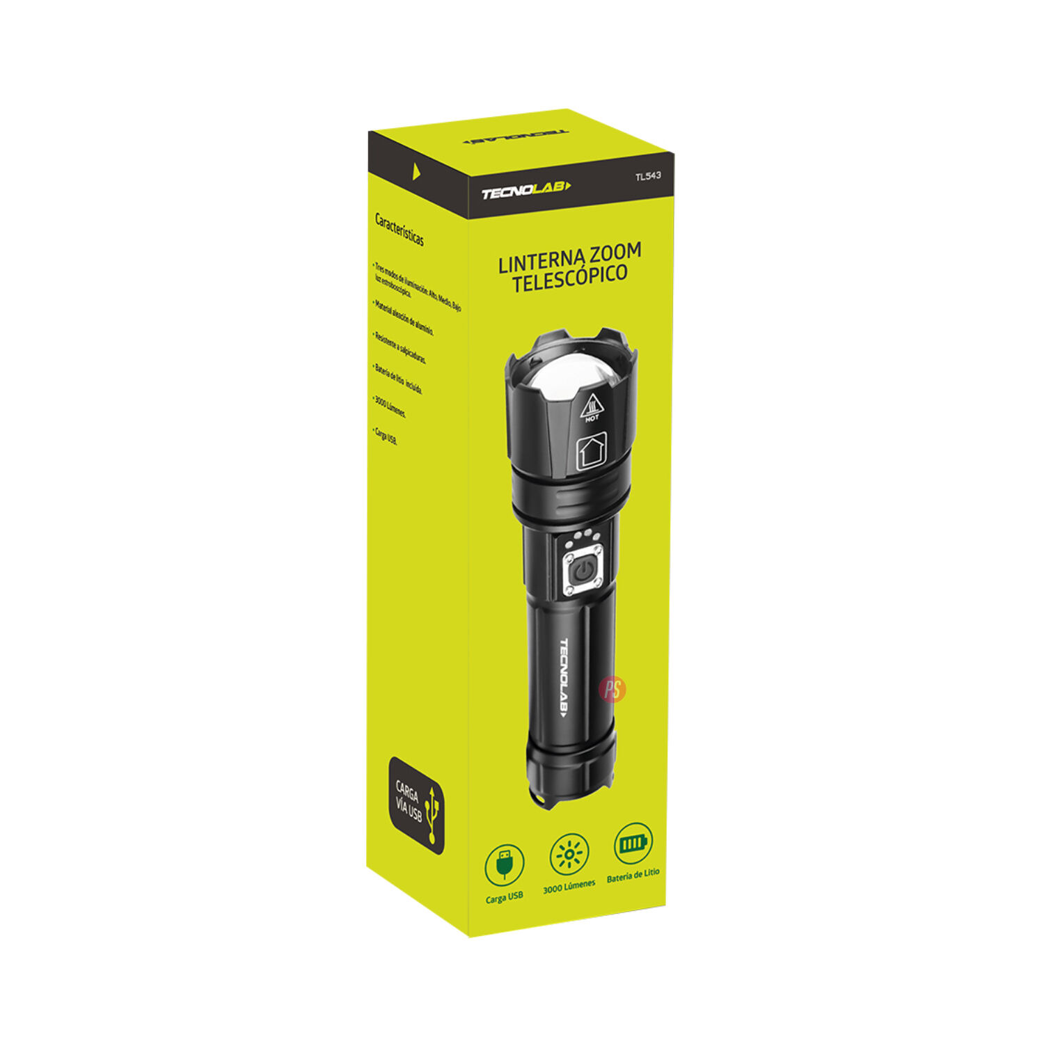 Linterna Led Zoom Telesc&oacute;pico 16cms Resiste Agua - Ps image number 3.0