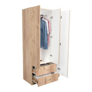 Closet 3 Puertas 2 Cajones Caf&eacute; Claro Y Blanco 180x90x47 Cm