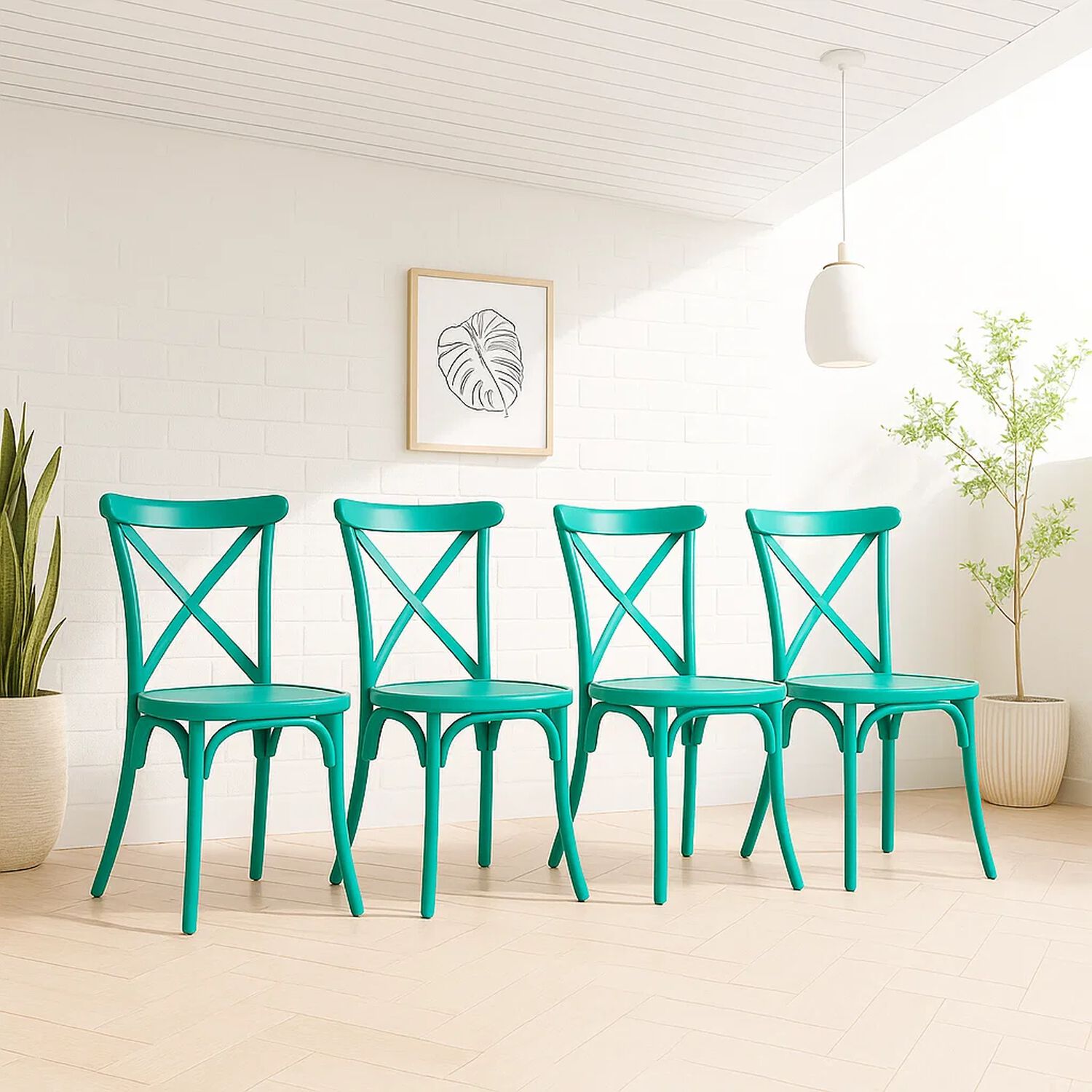 Pack 4 Sillas De Terraza O Comedor Crossback Danubio - Menta image number 1.0