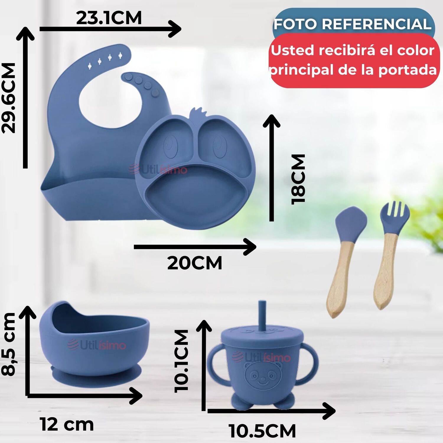 Set De Alimentaci&oacute;n Beb&eacute; Silicona De Formas 6 Piezas Libre Bpa Color Beige image number 1.0