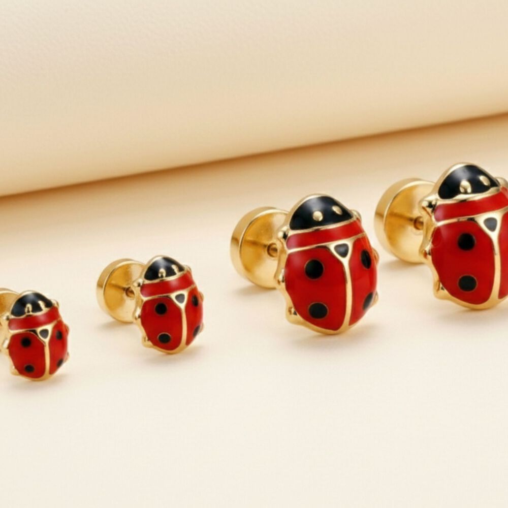 Aros Abridores China 5x6mm Oro 14k A Presi&oacute;n Beb&eacute; Ni&ntilde;a Hipoalerg&eacute;nicos image number 2.0