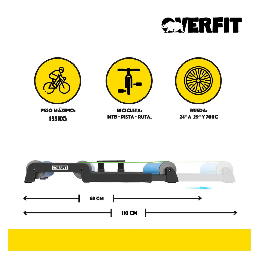 Rodillo De Rulo Bicicleta Ciclismo Entrenamiento Overfit image number 4.0