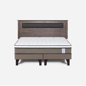 Cama Europea Rosen New Style 6 / 2 Plazas / Base Dividida  + Respaldo Ferrara Gris