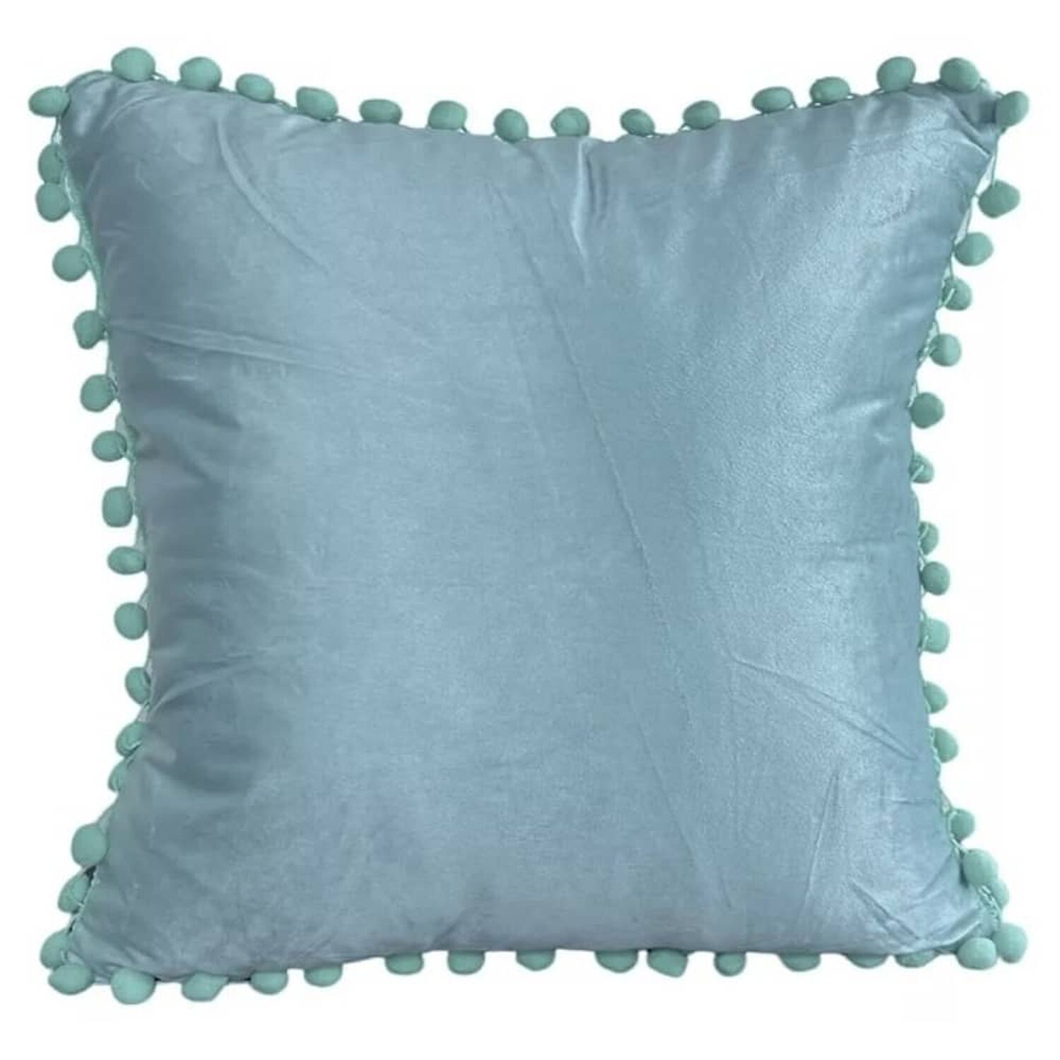 Funda De Cojines Con Pompones. Medida 45x45. Terciopelo. Verde Menta image number 3.0