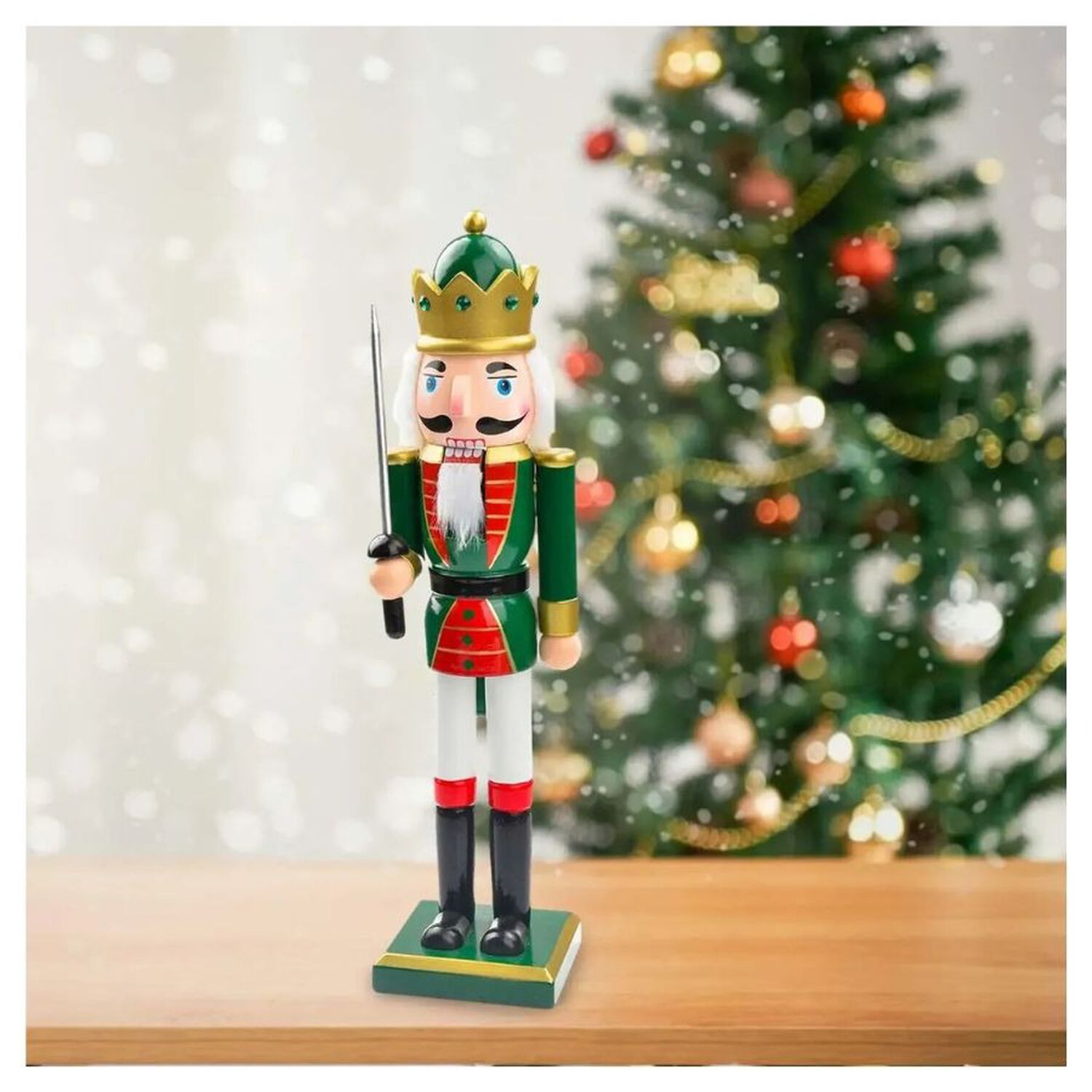 Cascanueces Navide&ntilde;o De Madera Rey Con Espada Decoraci&oacute;n 39cm image number 2.0