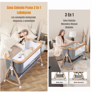 Cuna Colecho Mecedora 3 En 1 Prana Gris Lubabycas