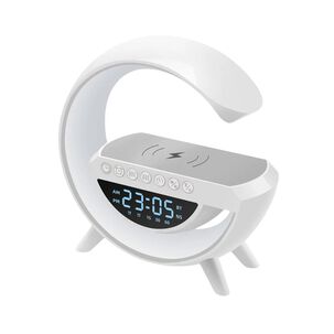Lámpara Cargador Reloj Parlante Inteligente Smartphone Blanco