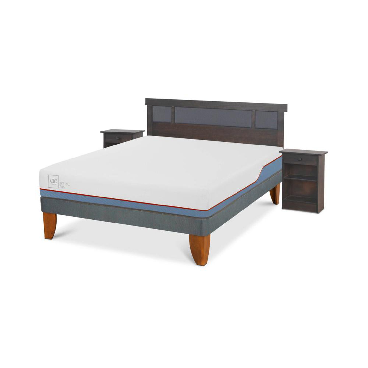 Cama Europea Cic Excellence Plus / 2 Plazas / Base Normal + Set De Maderas image number 1.0
