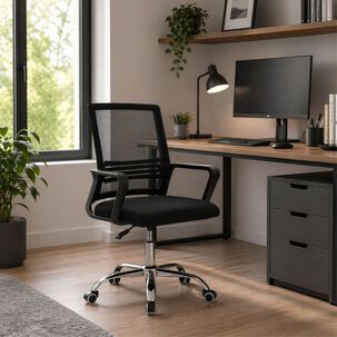 Silla De Oficina Ergon&oacute;mica Santiago Con Altura Ajustable Y Soporte Lumbar
