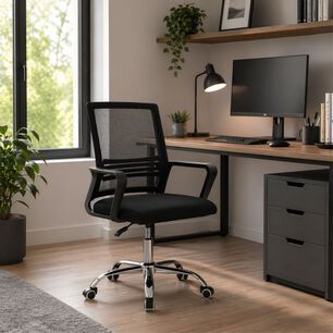 Silla De Oficina Ergon&oacute;mica Santiago Con Altura Ajustable Y Soporte Lumbar