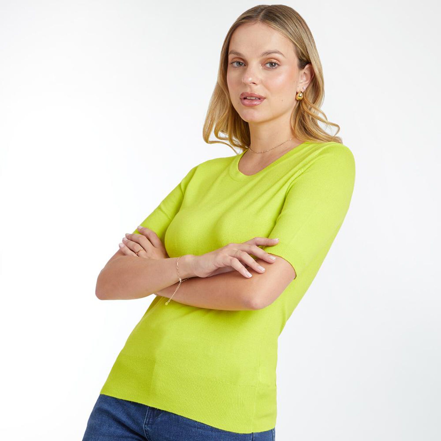 Polera Color Manga Corta Cuello Redondo Mujer Kimera image number 2.0