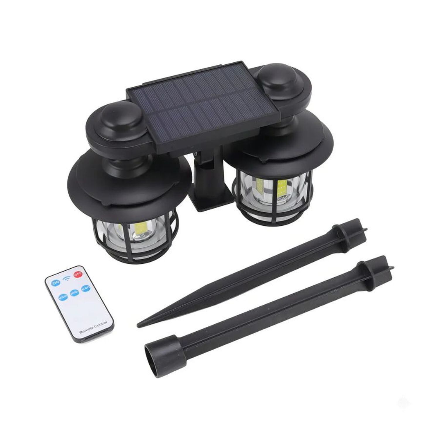 Foco Solar Exterior Doble Sensor Movimiento Estaca Pared image number 2.0