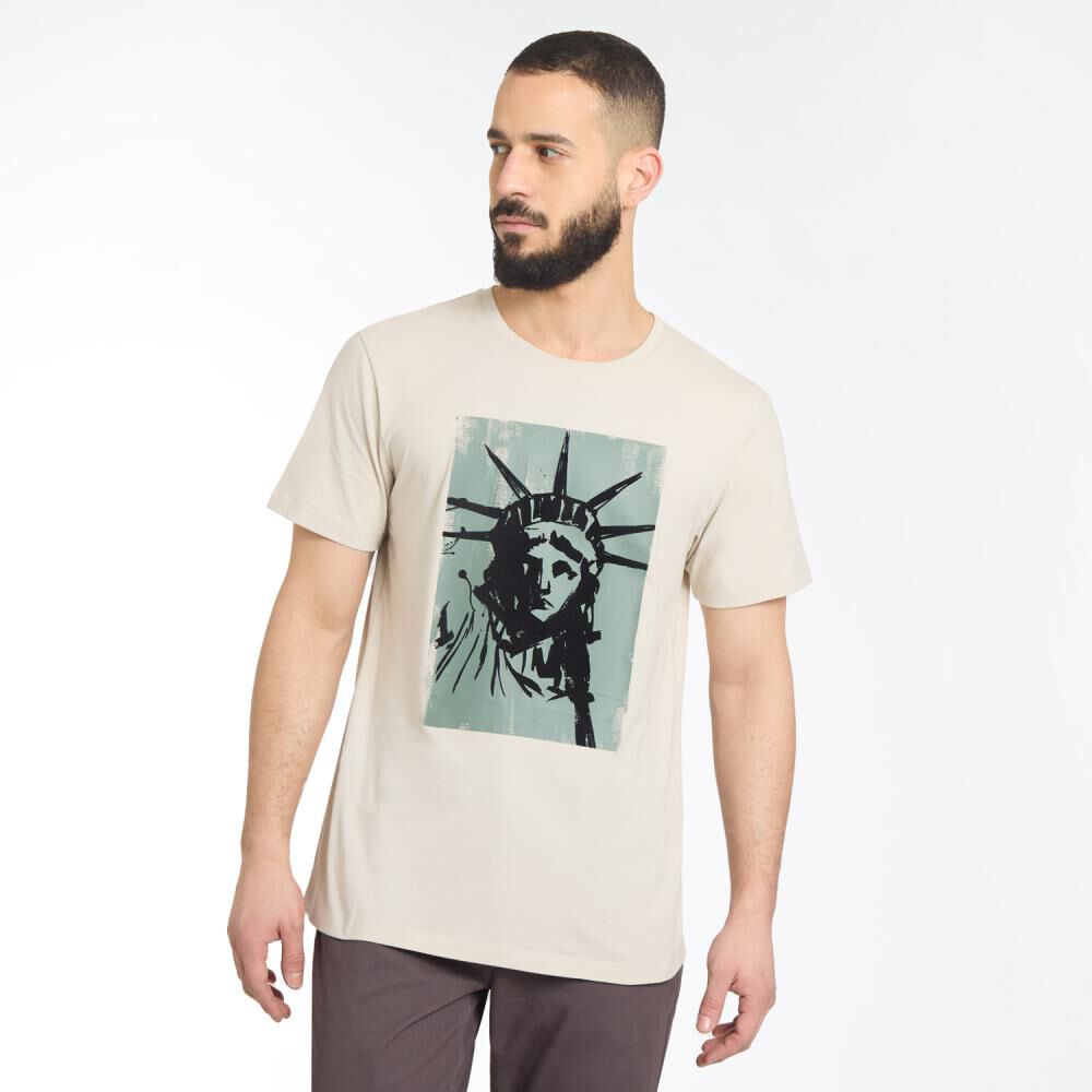 Polera Estampada Manga Corta Cuello Redondo Hombre Az Black image number 0.0