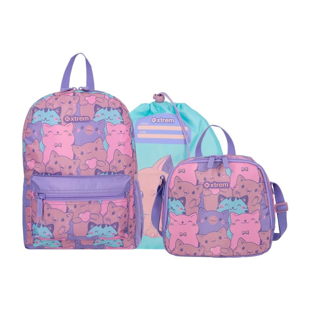 Minipack 6xt Mochila Ni&ntilde;a Xtrem Gatos Lila image number 0.0