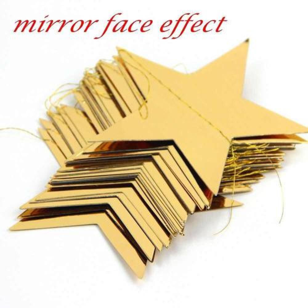 Guirnaldas De Papel Estrellas Espejo Oro Plata Rosa 4 Metros image number 10.0