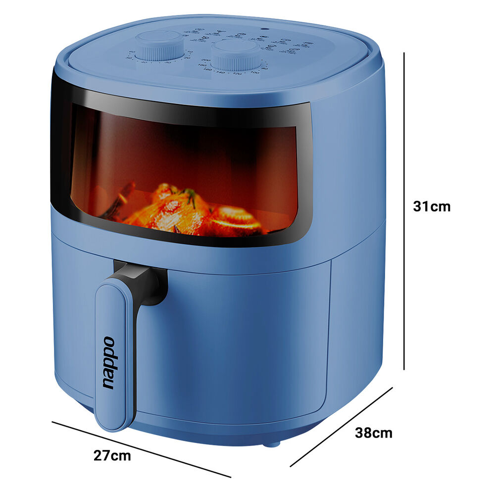 Freidora De Aire Nappo 1500w 5,7l Con Luz Y Visor Azul image number 2.0