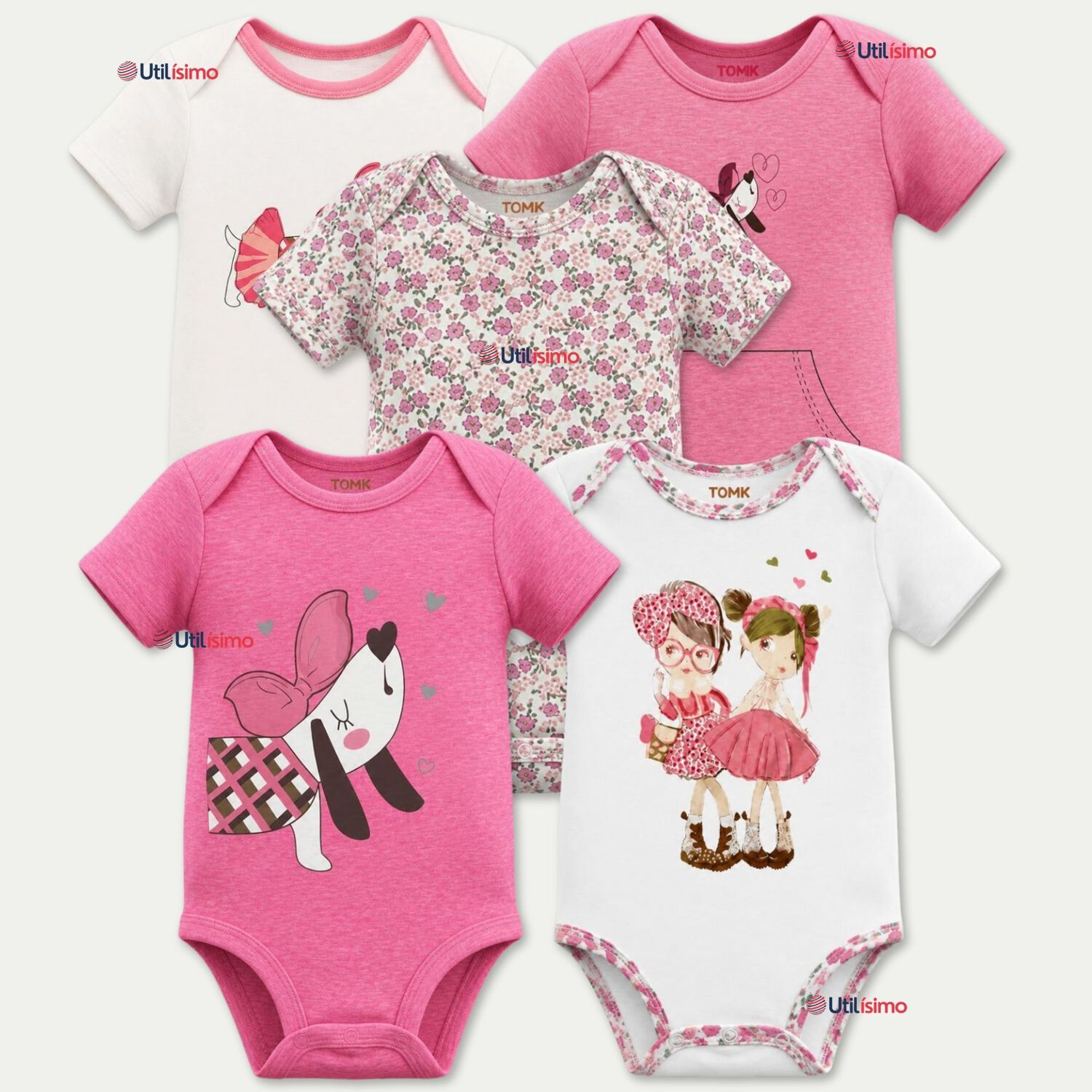 Pack 5 Bodys Manga Corta 100% Algod&oacute;n Tedmimak Ni&ntilde;a Sweet Girl image number 0.0