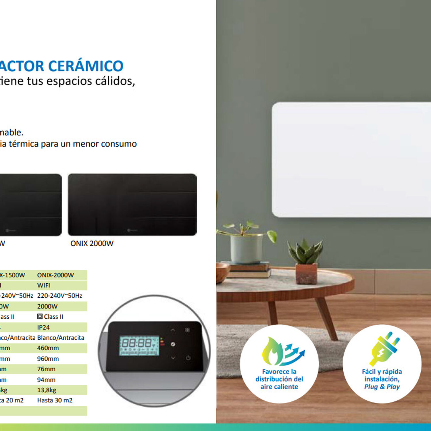 Estufa Radiador Calefactor &Oacute;nix Cer&aacute;mico Wifi Antracita 1500w Primaterm image number 6.0