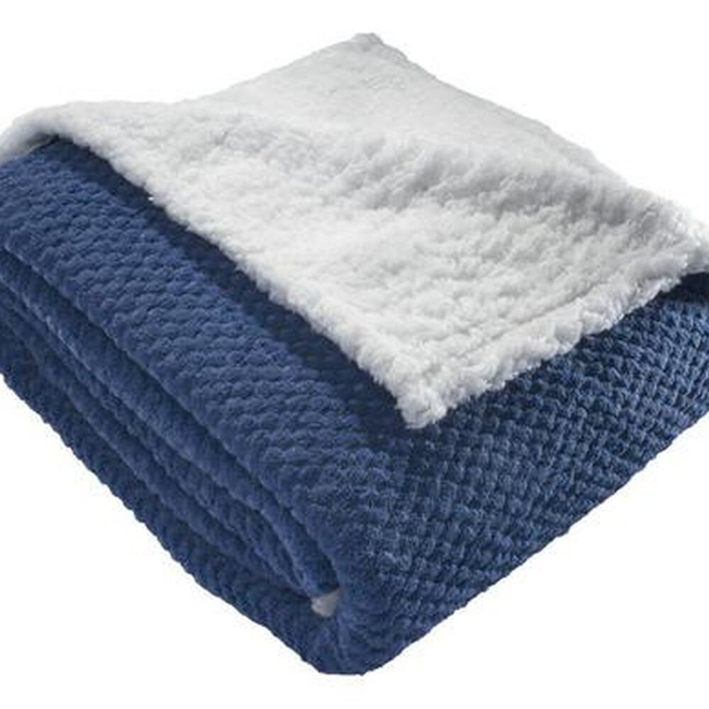 Frazada Andes Chiporro Panal Azul 2 Plaza image number 2.0