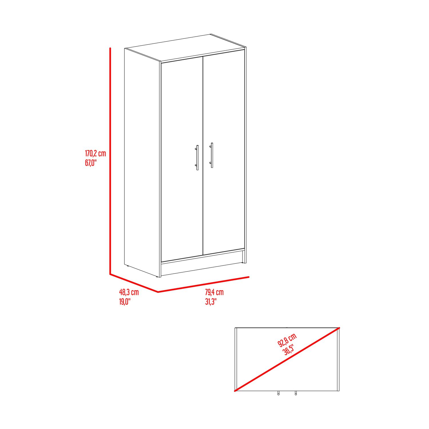Set Dormitorio Closet 2 Puertas + Velador + Comoda Fm Caf&eacute; Claro image number 5.0