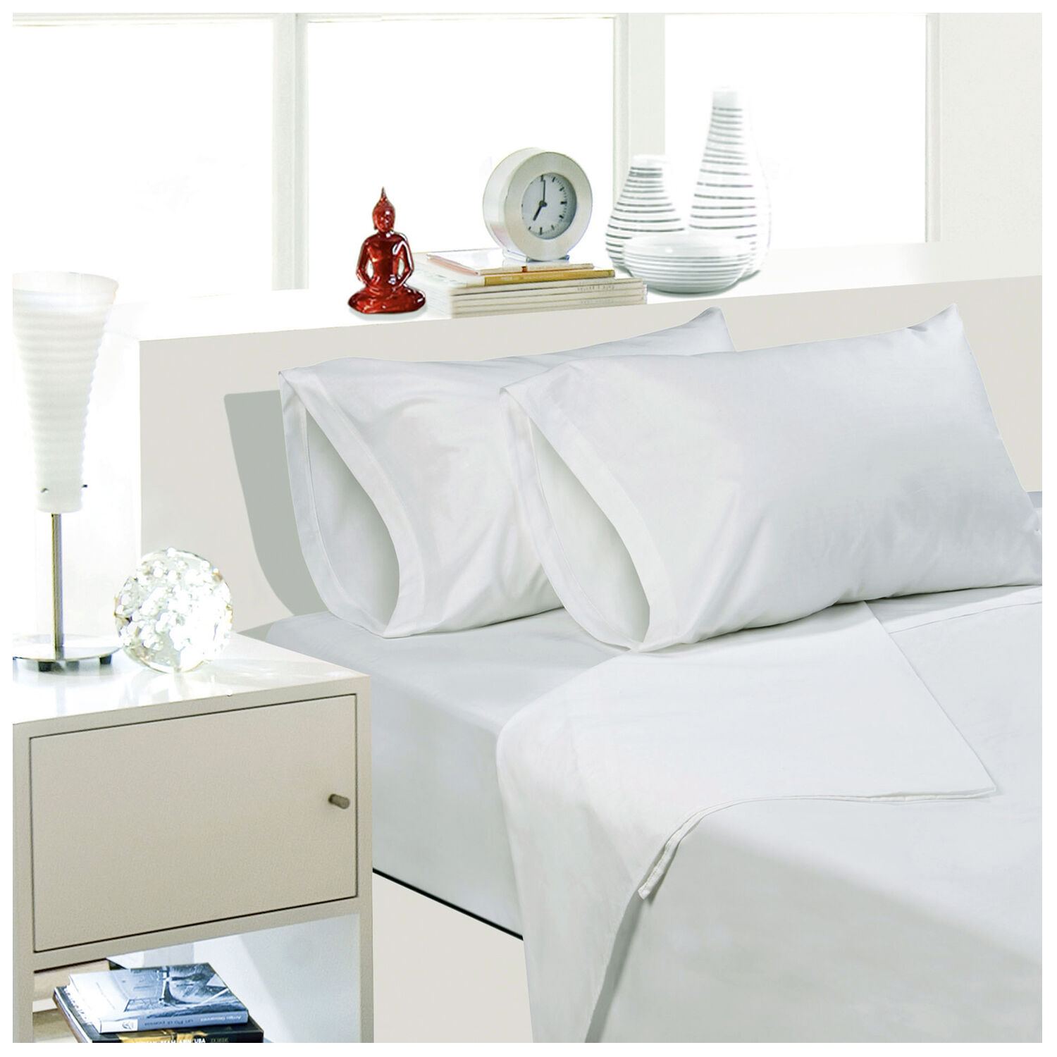 Sabana Unicolor Arthome King Color Blanco 144 Hilos image number 0.0