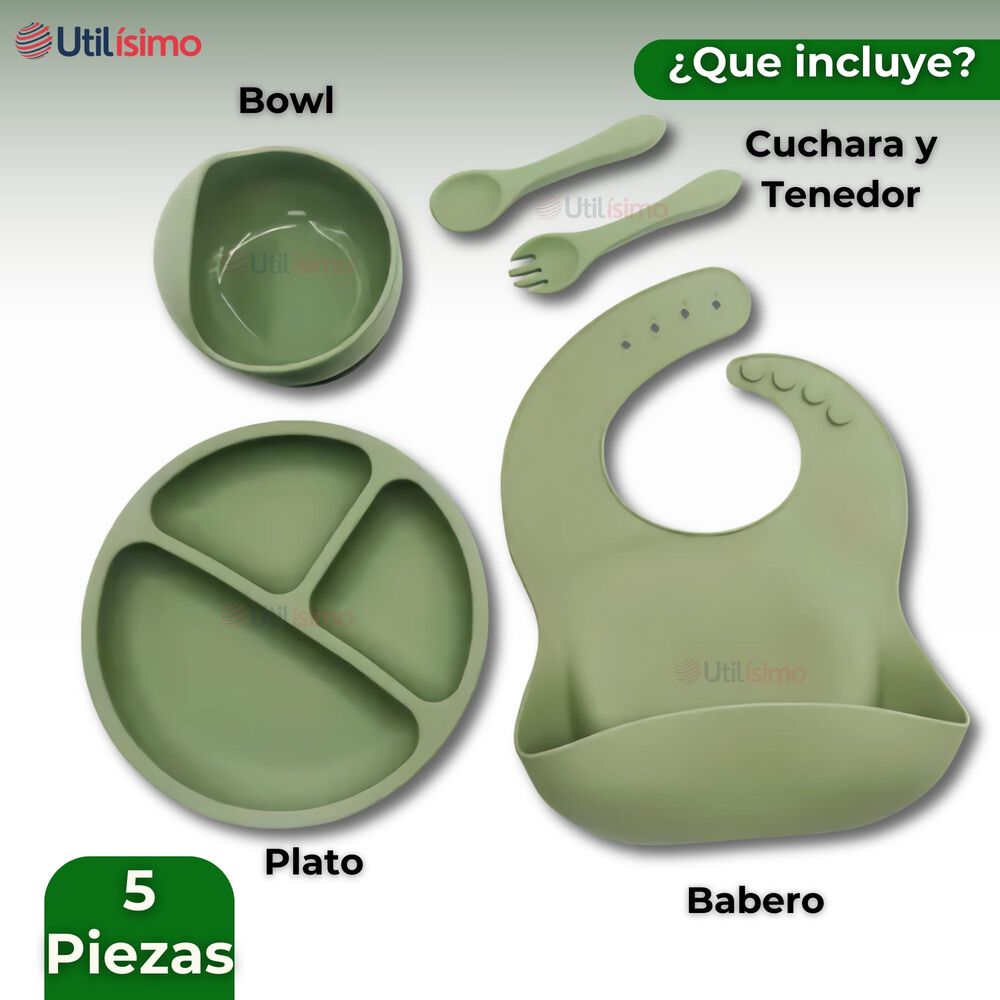 Set De Alimentación Bebé Silicona 5 Piezas Libre Bpa Colores Surtidos image number 3.0