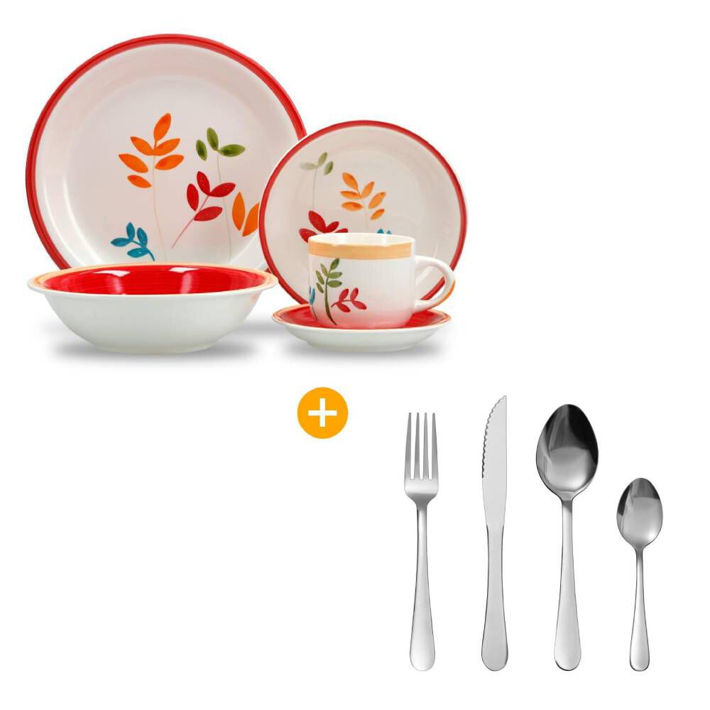Juego De Vajilla Casaideal Gazania / 30 Piezas + Cubiertos De Mesa Krons Wigan / 24 Pieza image number 0.0