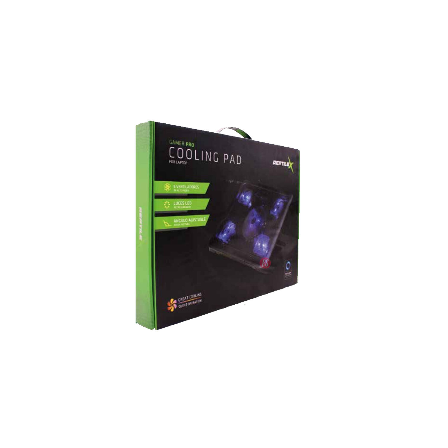 Base Gamer 5 Ventiladores Notebook Reptilex Luz Azul - Ps image number 1.0