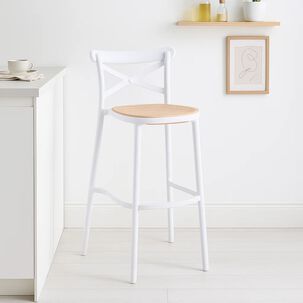 Taburete Crossback Danubio Piso De Bar O Terraza Exterior - Blanco