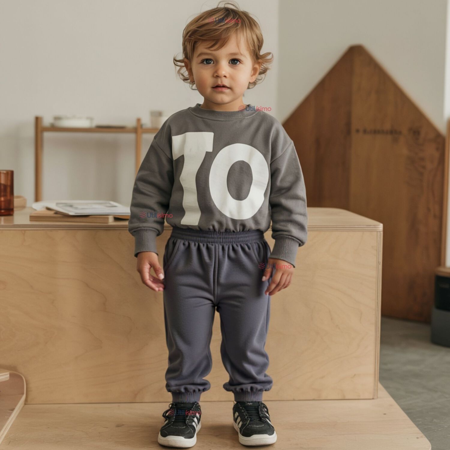 Buzo Beb&eacute; Ni&ntilde;o Forrado En Polar Gris Pantal&oacute;n image number 0.0