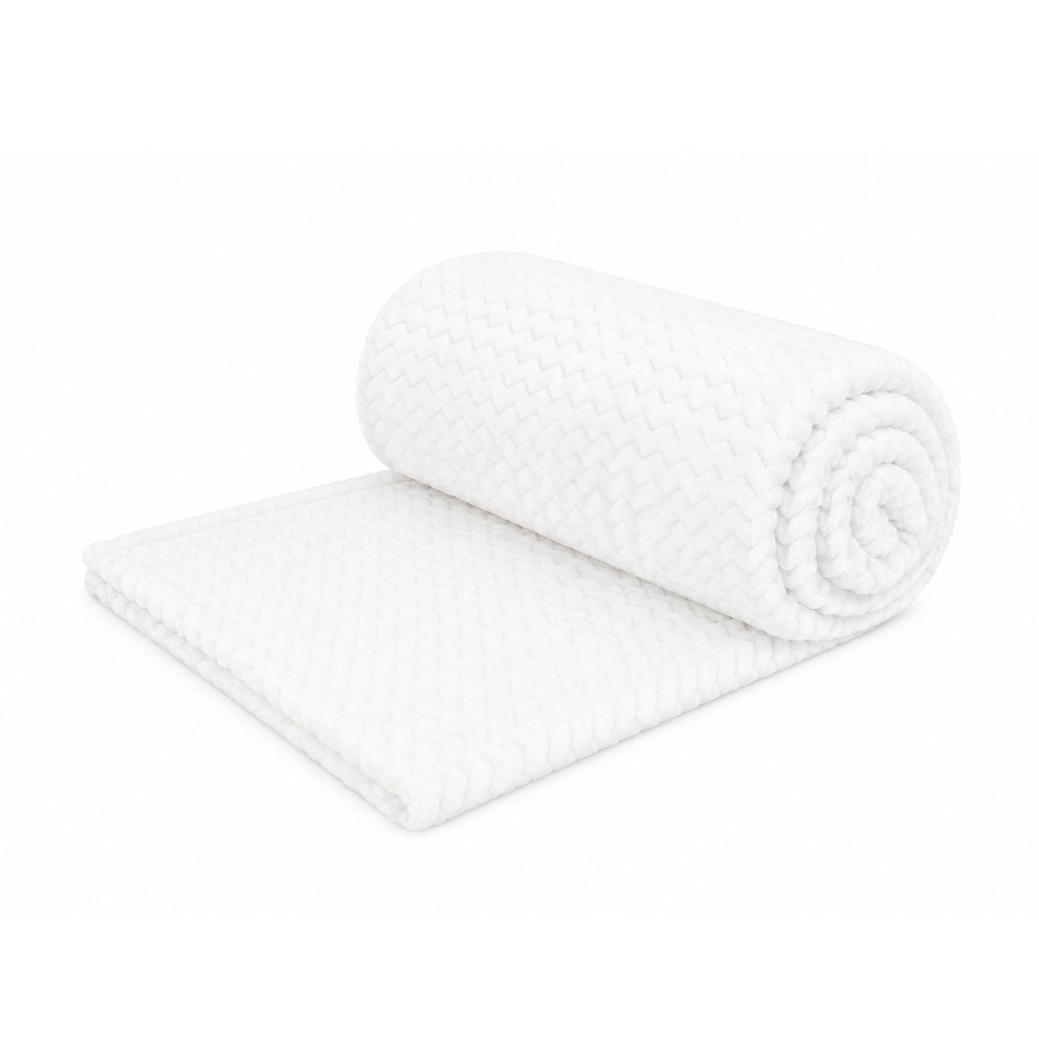 Manta De Cama Nautica Home Jacquard Franela Suave 127x178cm Blanca image number 3.0