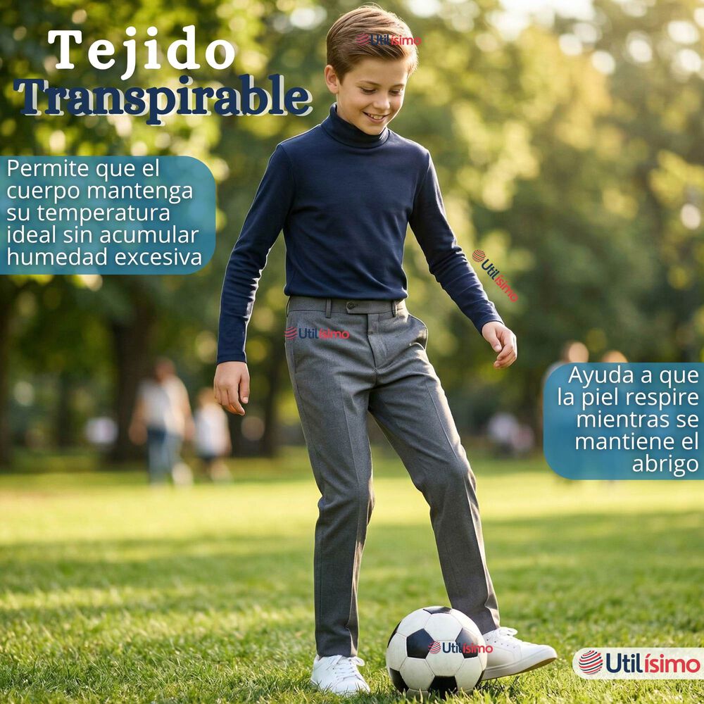 Polera Camiseta Polar Azul Oscuro Primera Capa Beatle Manga Larga Ni&ntilde;o image number 8.0