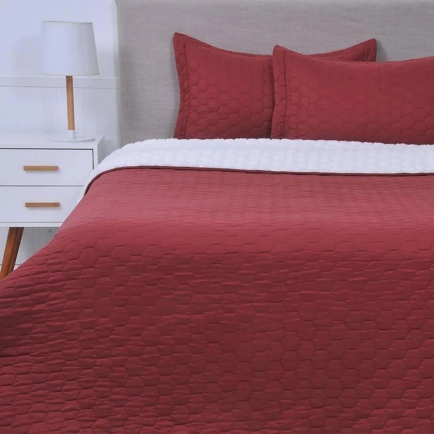 Plumon Quilt 2 Plazas Sherpa Burdeo Mashini image number 1.0