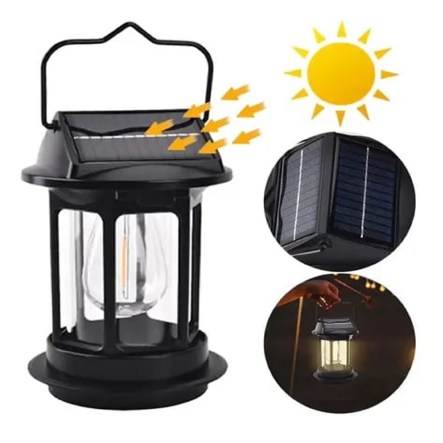 Farol Linterna Led De Camping Solar Y Recargable Vintage. image number 1.0