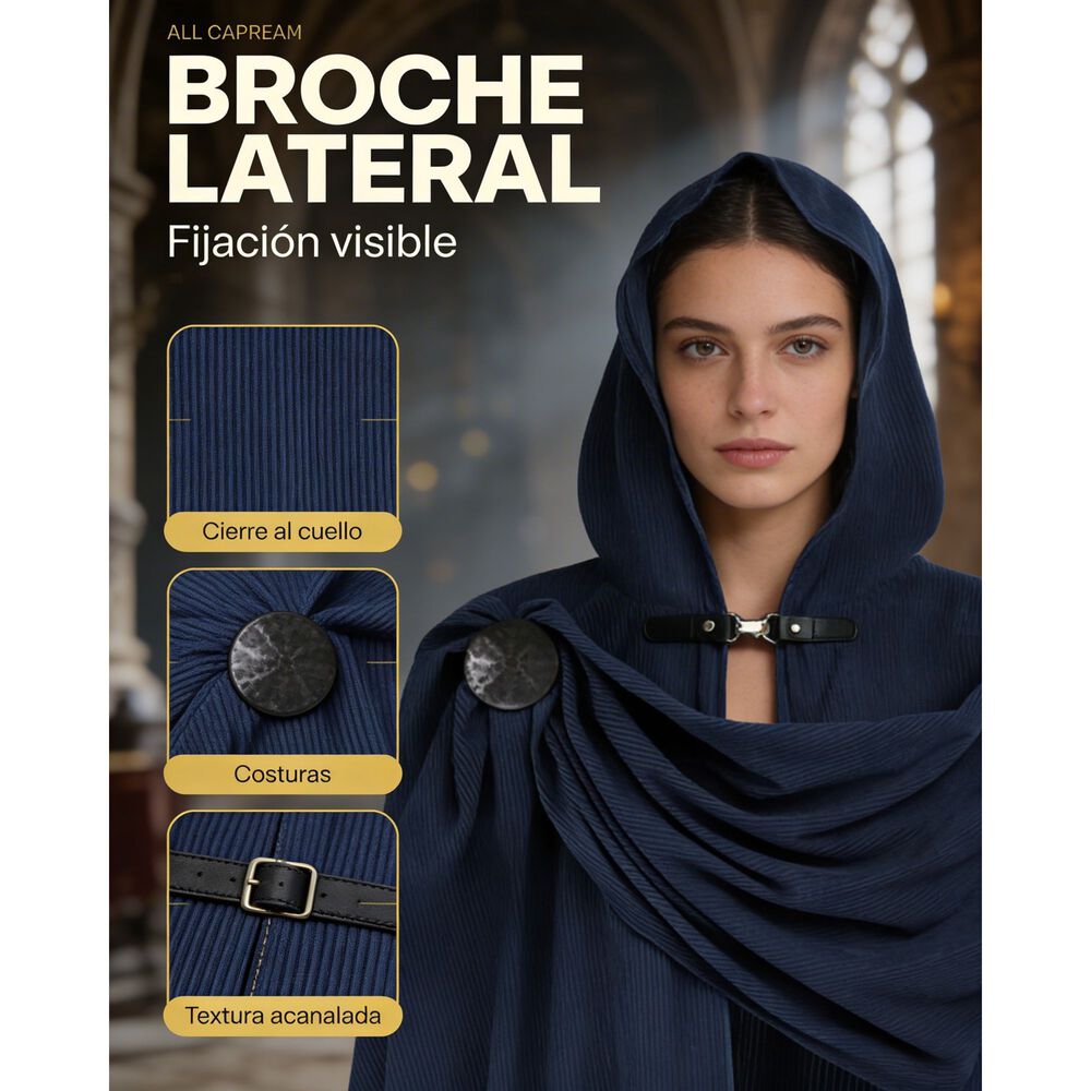 Disfraz Capa Con Capucha Medieval Con Broche Para Cosplay Halloween Y Teatro Unisex image number 21.0