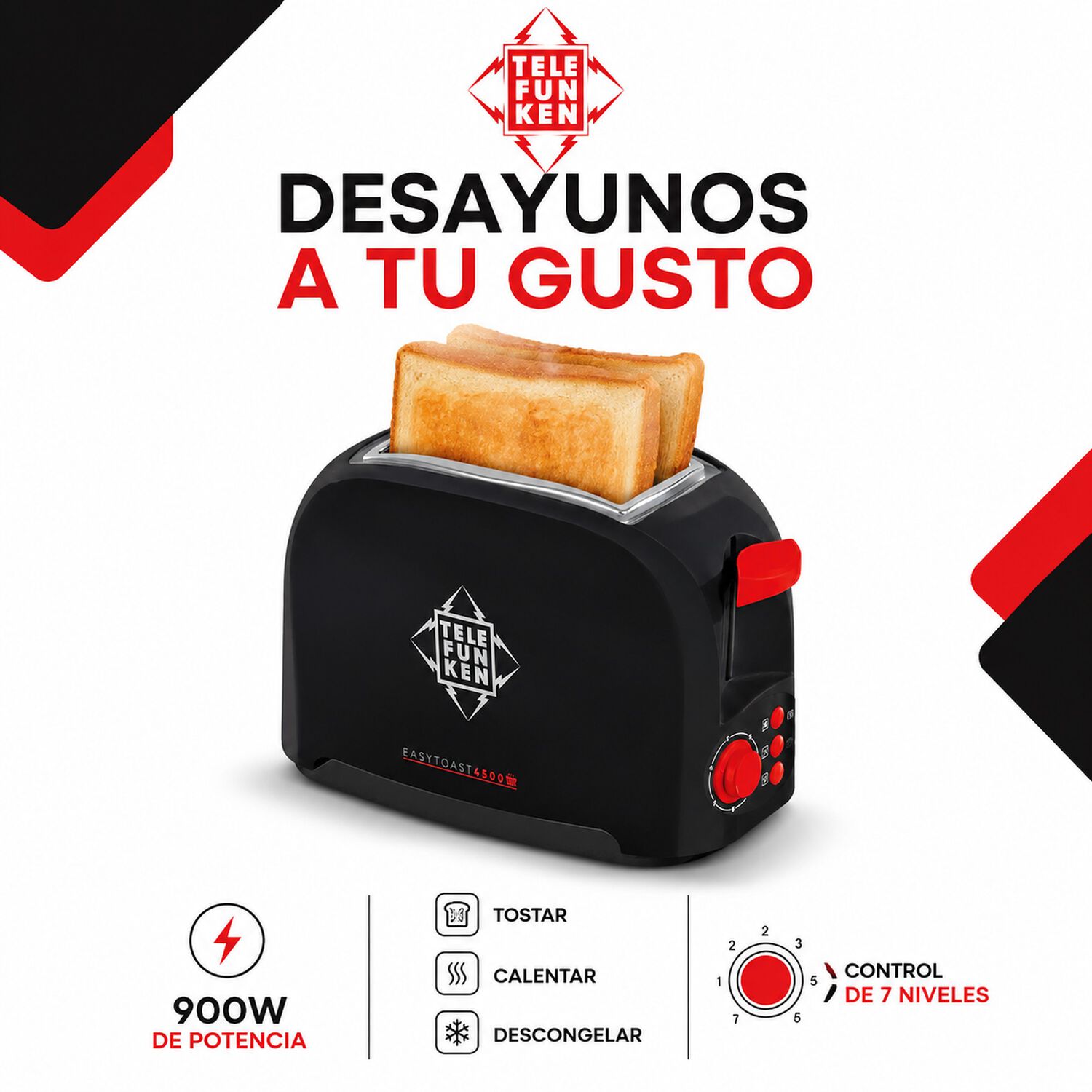 Tostador De Pan El&eacute;ctrico 900w Easy Toast 4500 Black (3en1) image number 6.0