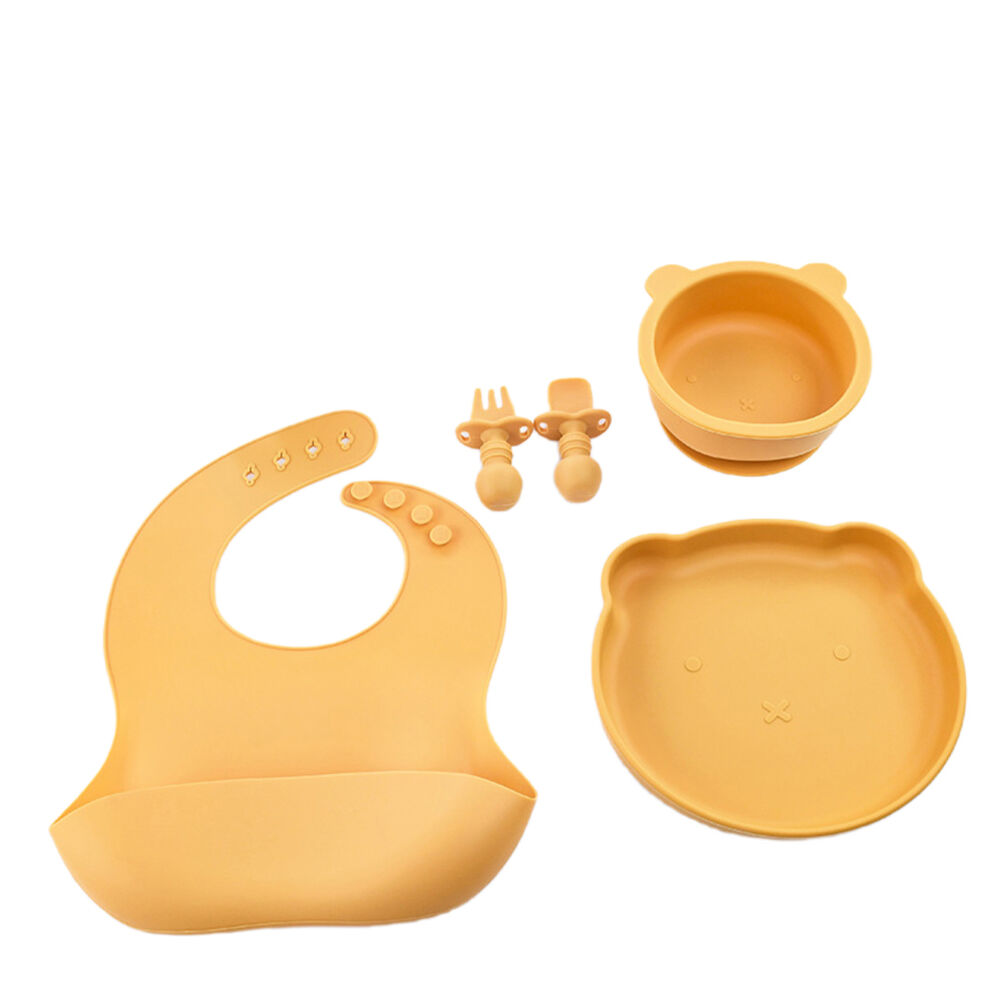Set De Alimentación Silicona Platos Bebe 5 Piezas Amarillo image number 0.0