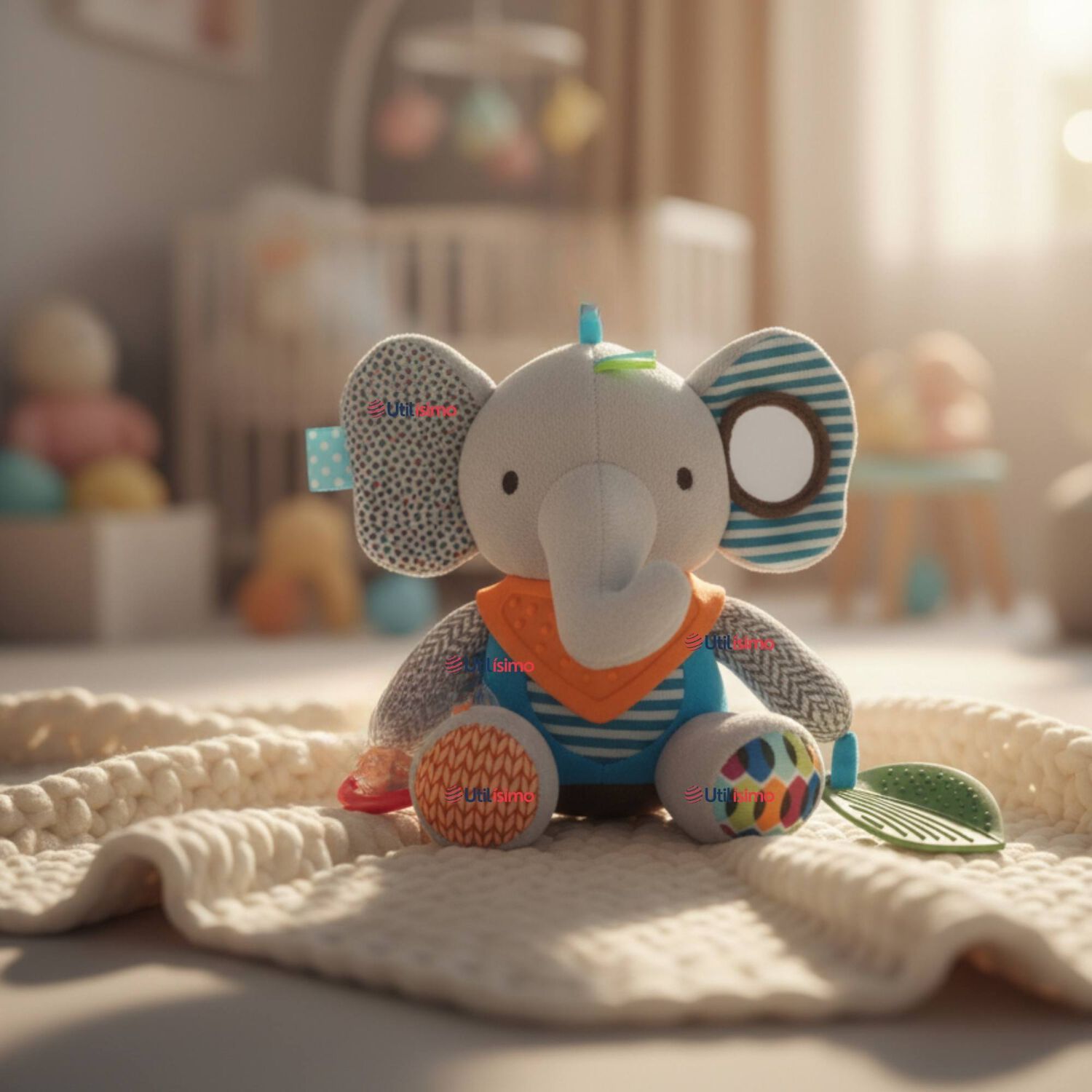 Juguete Peluche Animales Sensorial Con Mordedor Y Sonajero Dise&ntilde;o Elefante Ni&ntilde;a Y Ni&ntilde;o image number 0.0